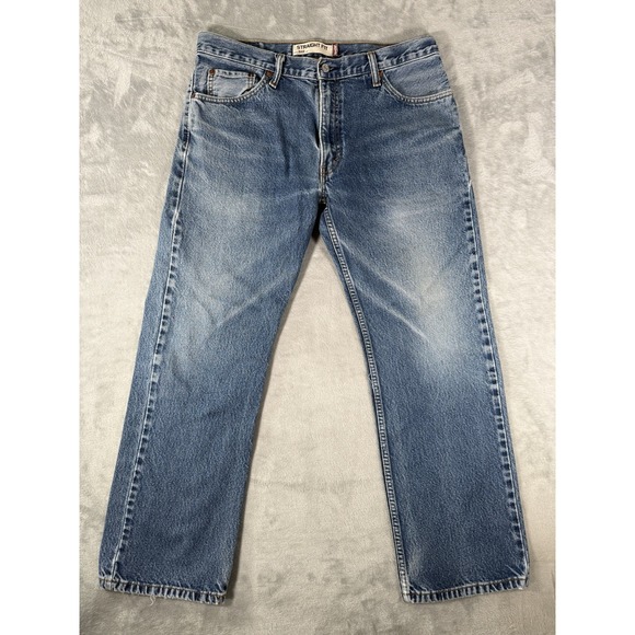 Levis 505 Jeans Mens 36x30 Blue Denim Regular Fit Straight Leg Workwear - Picture 1 of 13